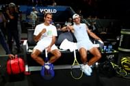 Roger Federer with Rafael Nadal at the 2019 Laver Cup